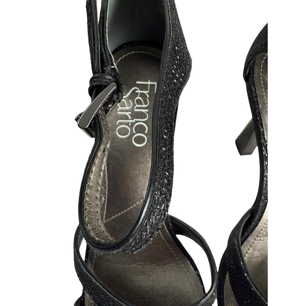 Franco Sarto Women's Size 9 Rania 2 Stiletto Square Cut‎ Out Heels Black Shimmer - Picture 5 of 6